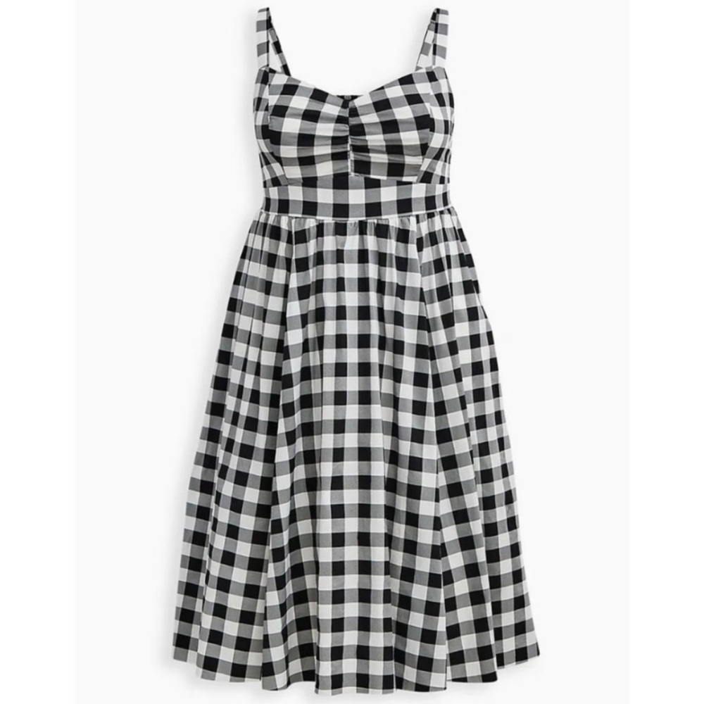 Torrid Retro Chic Black White Gingham Stretch Poplin Midi Skater Swing Dress 3X - Picture 13 of 15